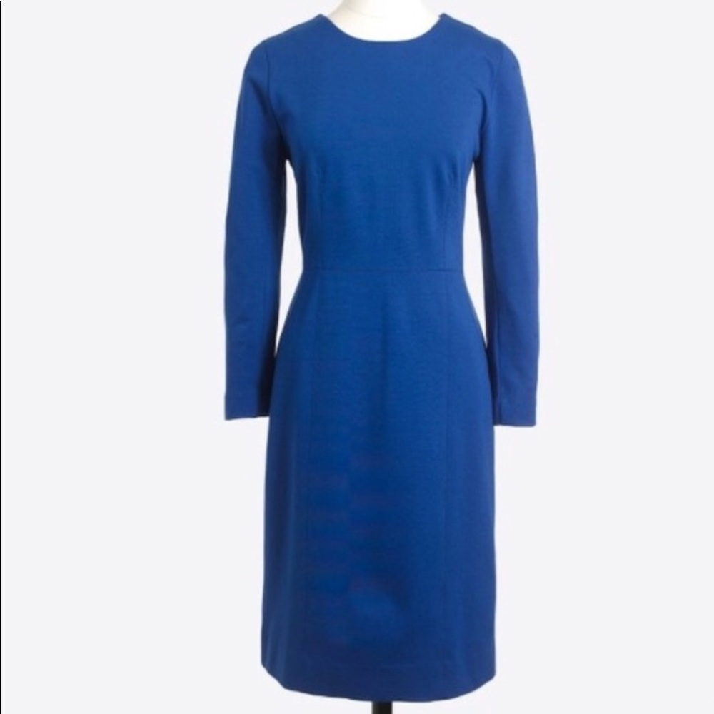 NWT JCrew Factory Blue Zip-Back Ponte Work Dress